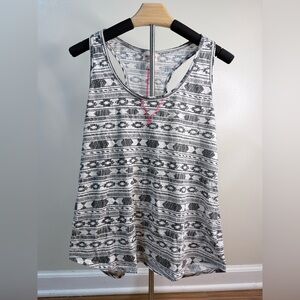 Mossimo Supply Co. Black & White Tribal Racerback Tank with Pink Accent